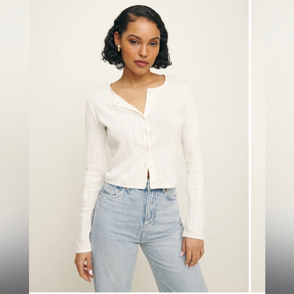 Reformation Ari Pointelle Knit Cardigan